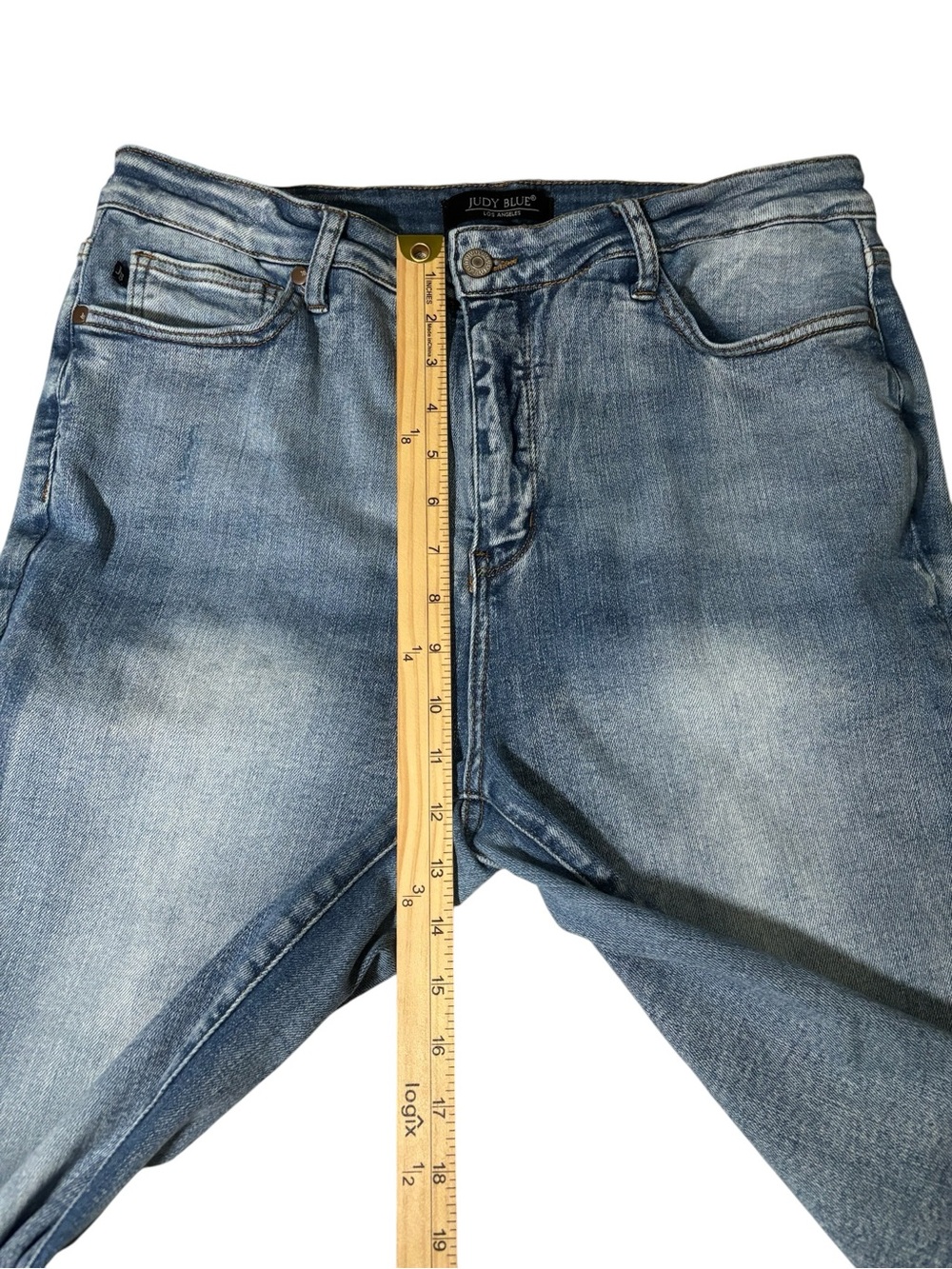 Judy Blue High Rise Flare Denim Jeans Release Hem Retro Boho JB88486 Size 15/32 - Picture 15 of 16